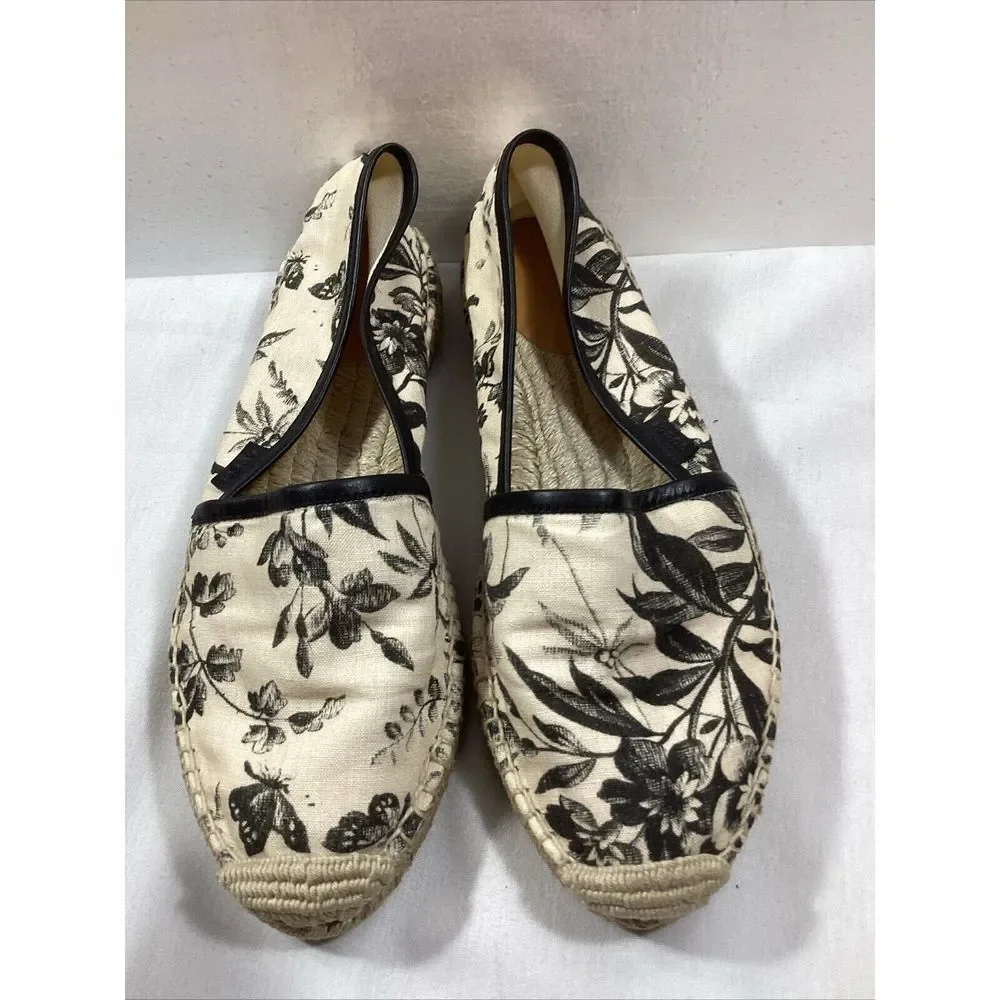 Gucci Canvas Butterfly Flora Espadrilles Flats Women's Size‎ 38 US 8 SKU #3057